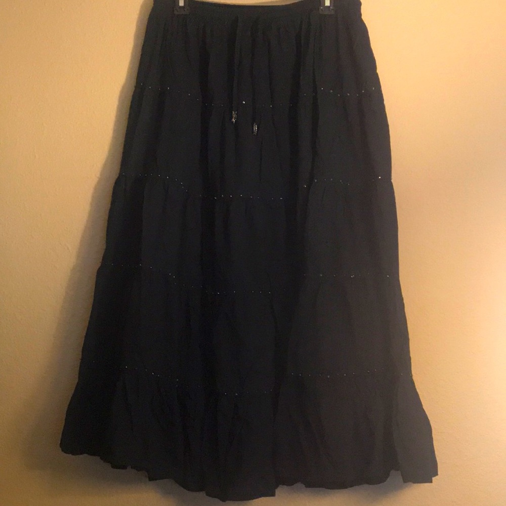Long Black Skirt with Small Bead Embellishments